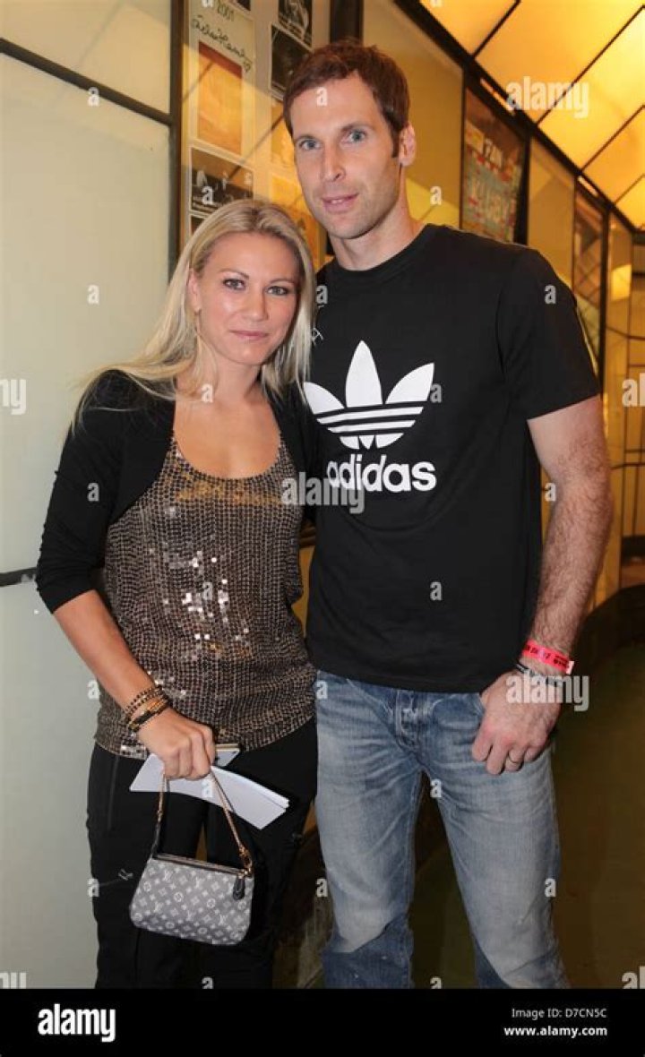 Petr Cech and his wife Martina Cechova pose on red carpet at the Didier Drogba Foundation charity in April 2015