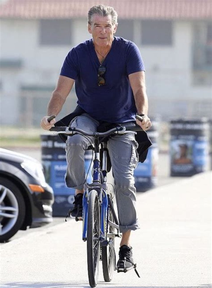 Pierce Brosnan cycling