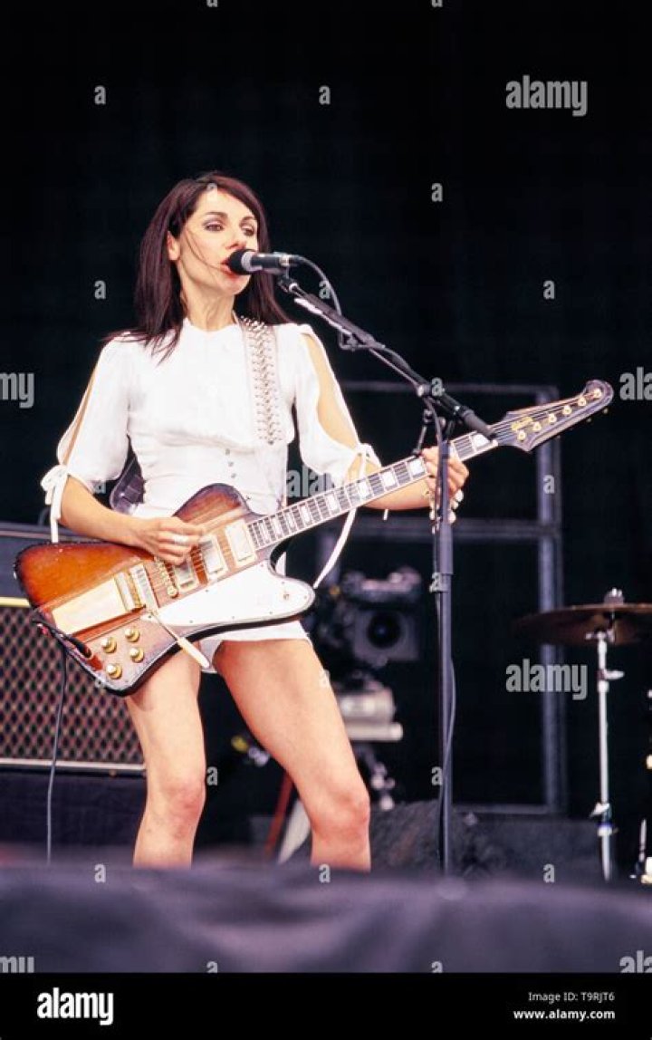PJ Harvey performing on Day 3 of the Glastonbury Festival at Worthy Farm, England on June 26, 2016