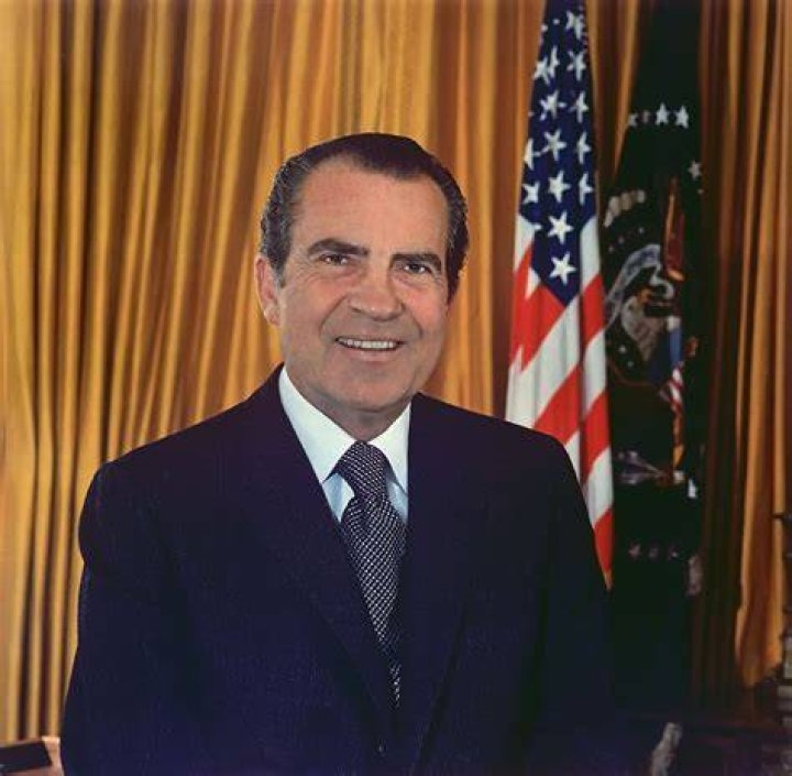 President Richard Nixon as seen with his wife, daughters, and son-in-laws in December 1971