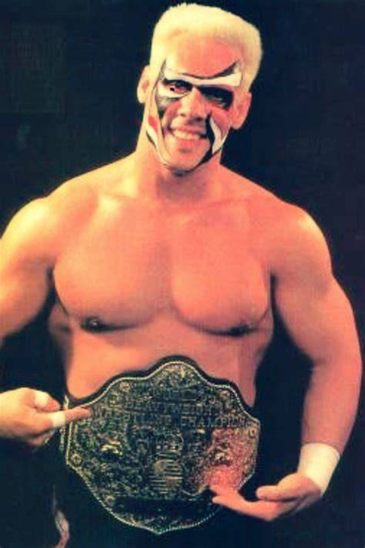 Professional wrestler Sting with the TNA World Heavyweight Championship at Bound for Glory on October 12, 2008