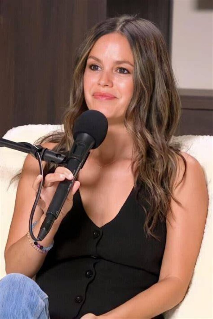 Rachel Bilson presenting her podcast in April 2021