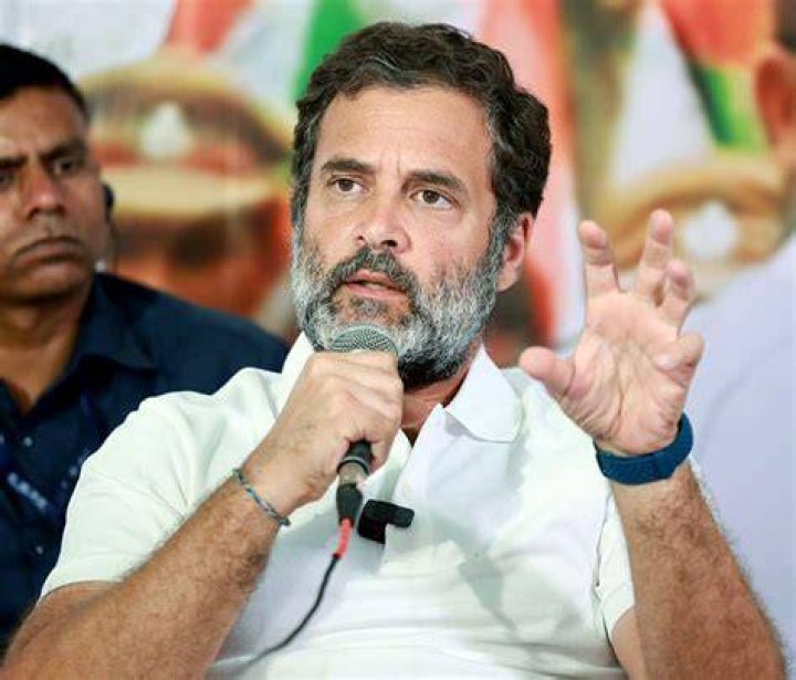 Rahul Gandhi as seen in a picture taken while he delivered his speech in Madhya Pradesh in October 2018