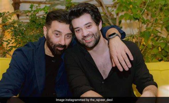 Rajveer Deol as seen in a picture with his father Sunny Deol in September 2023