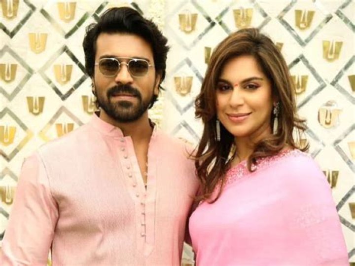 Ram Charan and Upasana Kamineni during Ganesha Visarjan in 2017