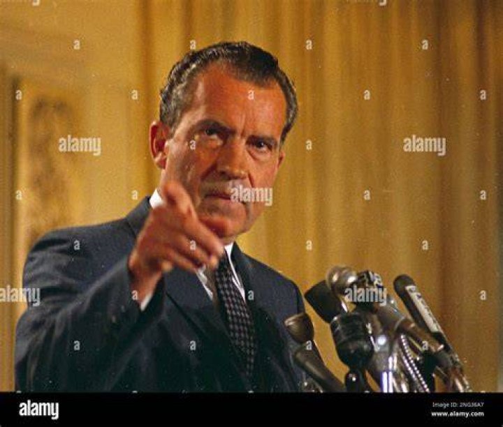 Richard Nixon as seen in his presidential portrait