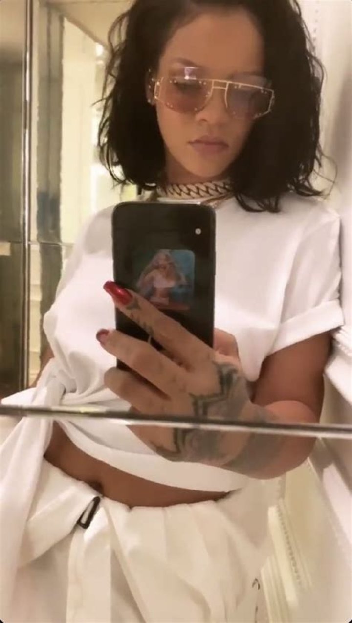 Rihanna in a mirror selfie as seen in January 2022