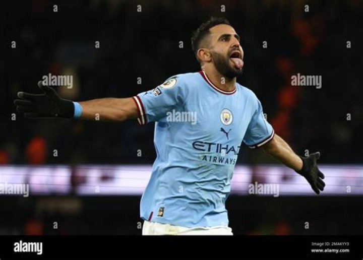 Riyad Mahrez scoring a goal in a match against Swansea City on April 24, 2016 in Leicester, United Kingdom