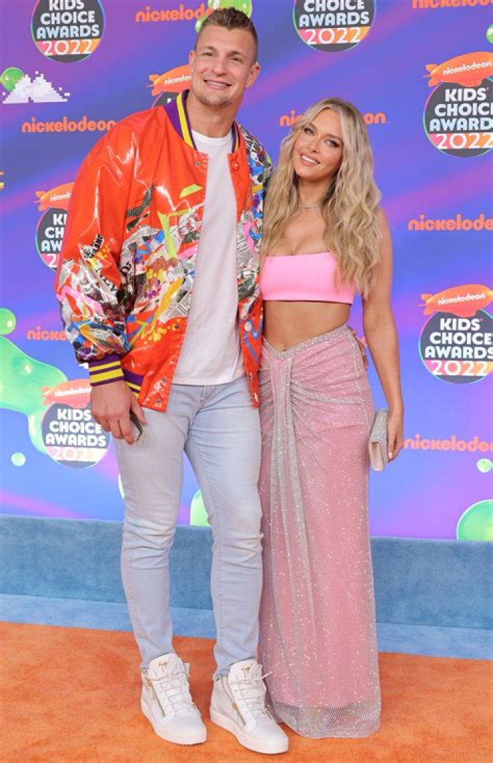 Rob Gronkowski with girlfriend Camille Kostek at Nickelodeon Kids' Choice Sports Awards 2016