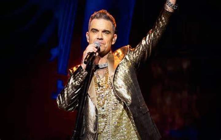 Robbie Williams performing at du arena in Abu Dhabi on April 25, 2015