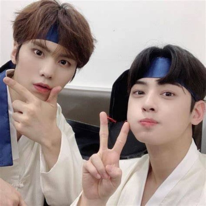 Rocky (left) and Cha Eun-woo seen together in July 2019