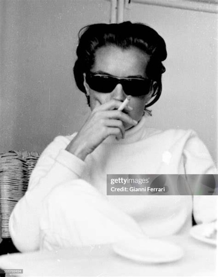 Romy Schneider during a break during the shooting of the film 'Ludwig'. Bad Ischl, 1973