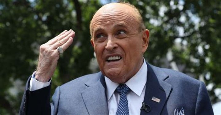 Rudy Giuliani pictured while speaking to supporters at an immigration policy speech hosted by Donald Trump at the Phoenix Convention Center in Phoenix, Arizona in August 2016