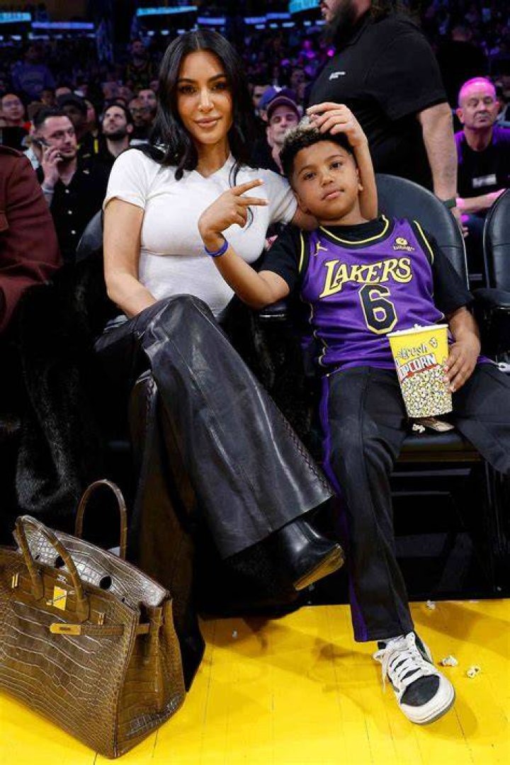 Saint West posing with an annoyed expression