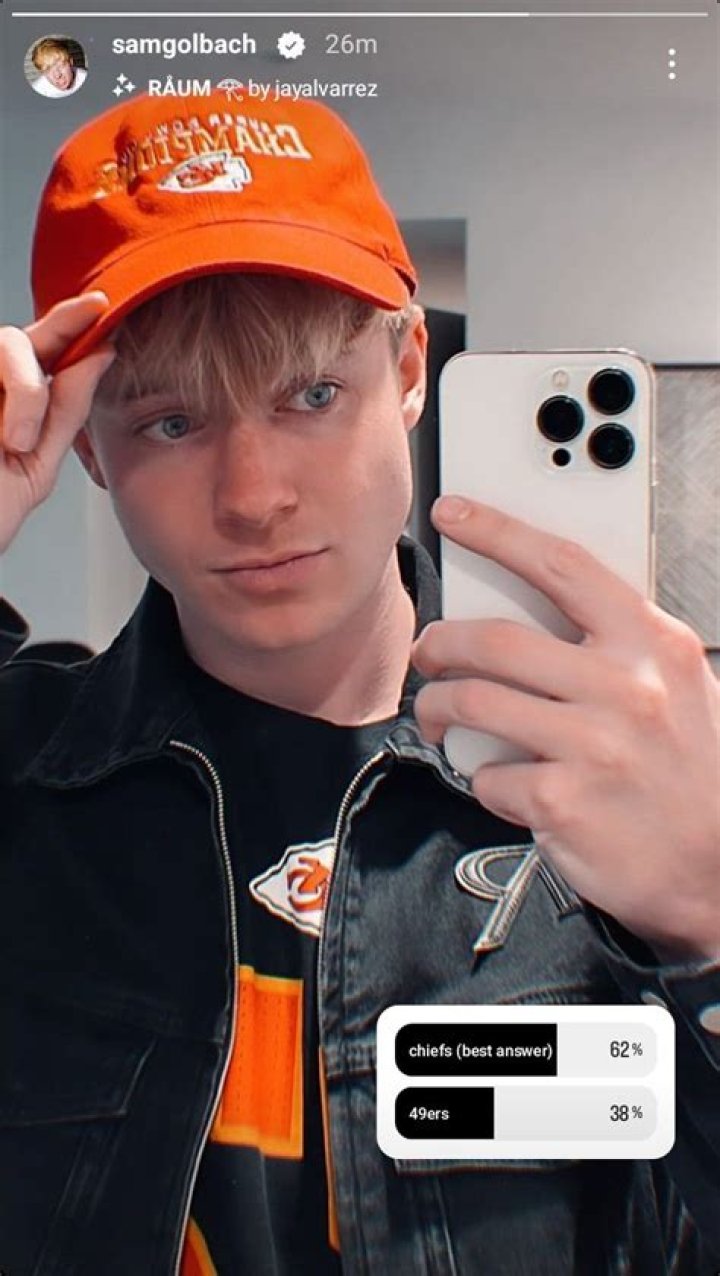Sam Golbach in an Instagram selfie as seen in June 2017