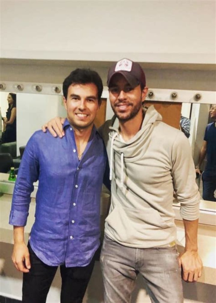 Sergio P&eacute;rez and pop singer Enrique Iglesias, as seen in August 2019