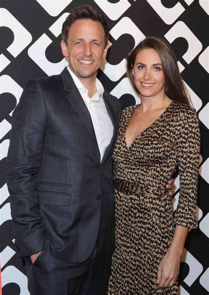 Seth Meyers and Alexi Ashe, as seen in April 2019