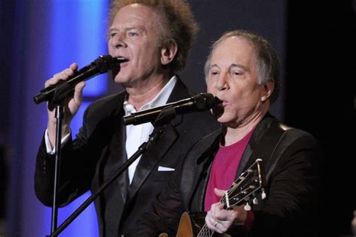 Simon & Garfunkel performing at the Feijenoord stadium in Rotterdam in 1982