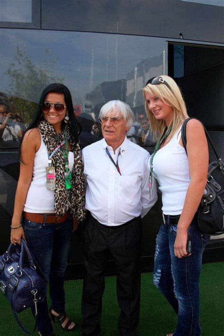 Slavica seen with Bernie Ecclestone and Michael Schumacher (left) in 1991