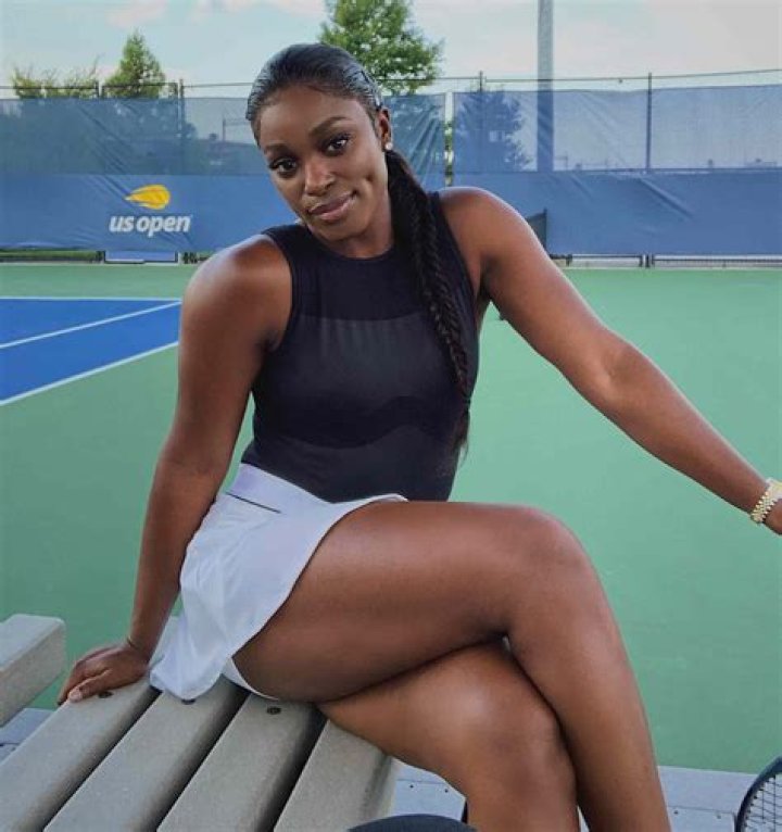 Sloane Stephens showing her dimpled smile in April 2022