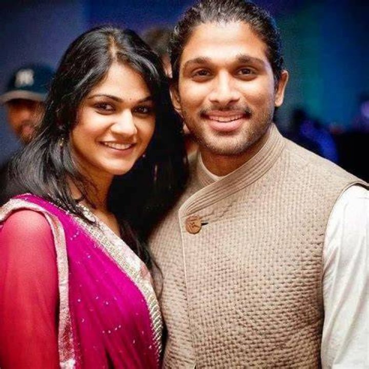 Sneha Reddy as seen in a picture with her husband Allu Arjun in October 2021