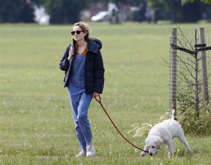 Sophie Rundle with her dog as seen in May 2019