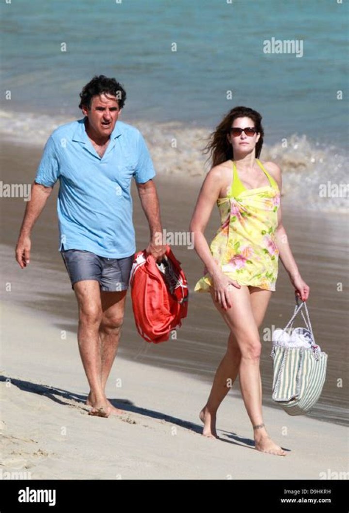 Stephanie Seymour on the beach in St. Barts.