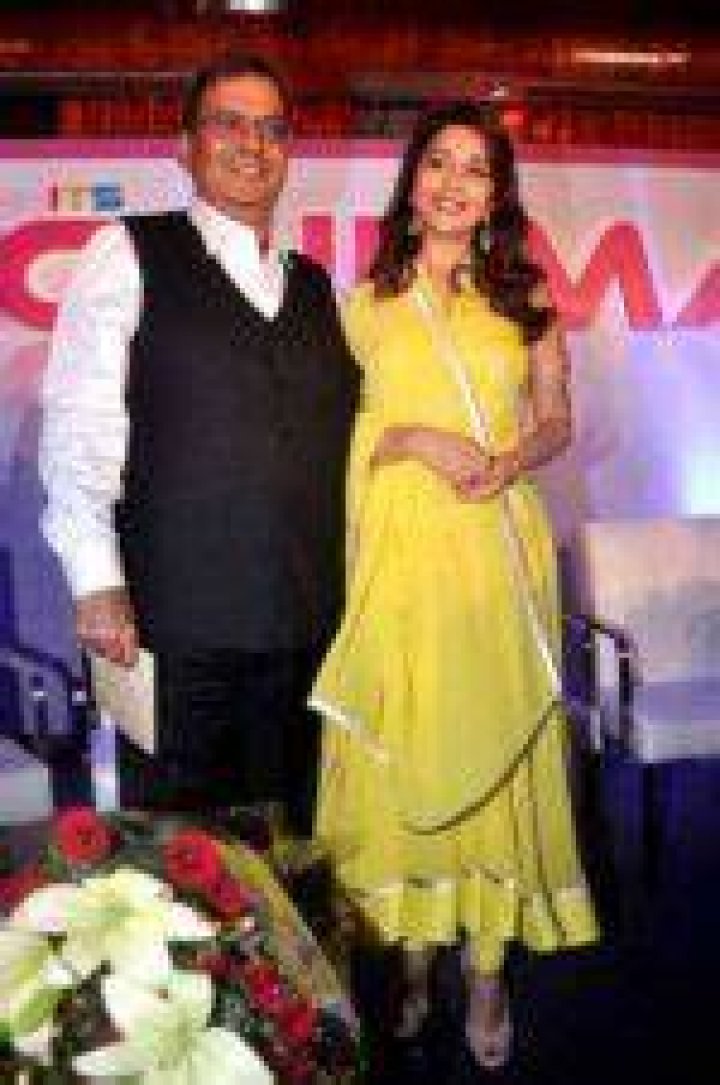 Subhash Ghai as seen with Madhuri Dixit in 2012