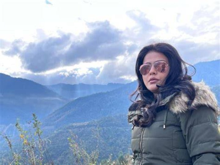 Sweta Singh as seen while posing for the camera in Tawang, Arunachal Pradesh in 2022