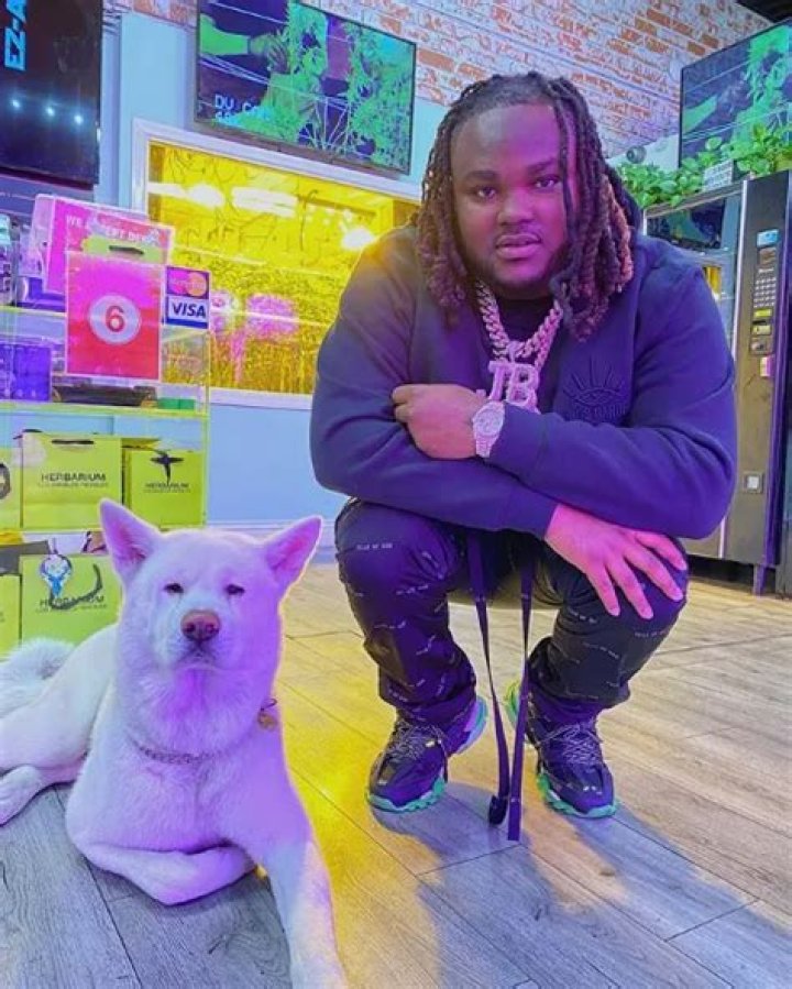 Tee Grizzley with his pet dog, as seen in March 2020