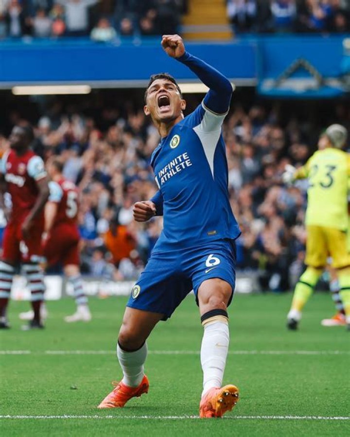 Thiago Silva celebrating after he scores a goal for his squad in the 2014 FIFA World Cup Quarter Final match against Colombia on July 4, 2014