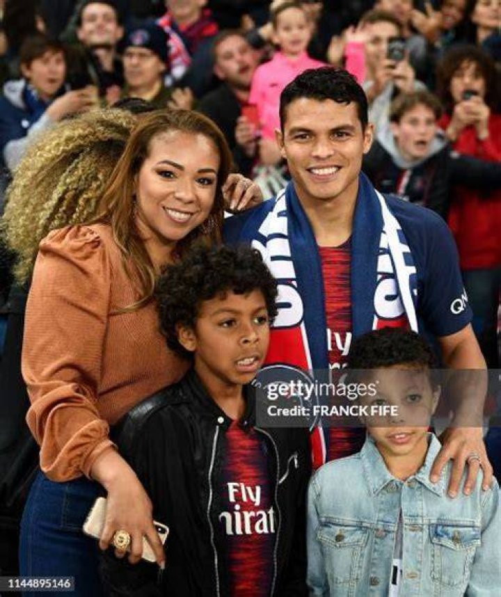 Thiago Silva with his wife Isabele