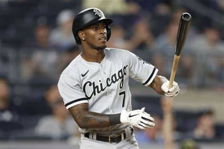 Tim Anderson as seen while playing for the 2017 Chicago White Sox and tagging out Chris Taylor of the 2017 Los Angeles Dodgers