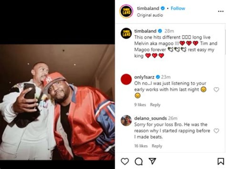 Timbaland in an Instagram post as seen in April 2018