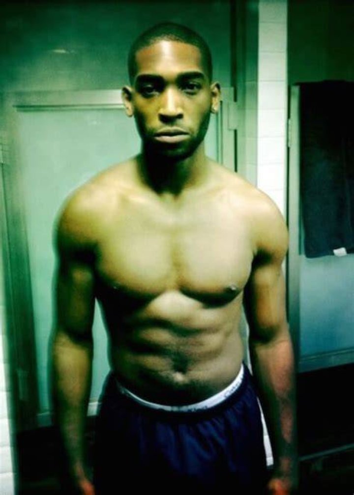 Tinie Tempah showing his buffed body
