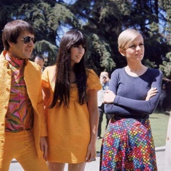 Twiggy pictured with Sonny and Cher in Los Angeles in 1967
