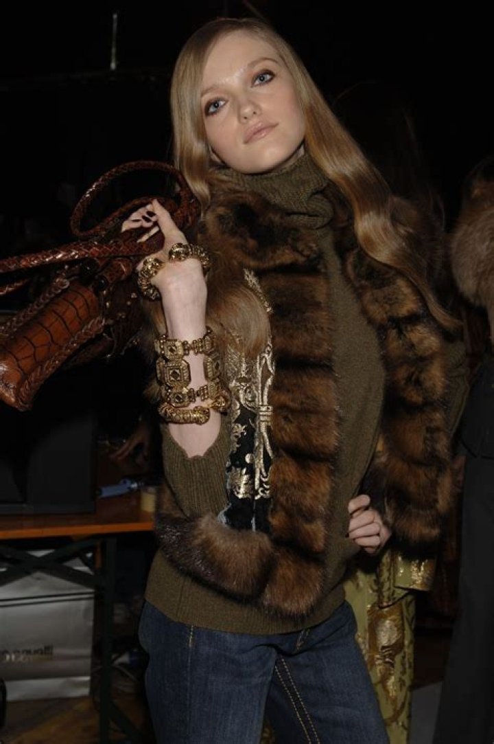 Vlada Roslyakova backstage at the Tommy Hilfiger fashion show