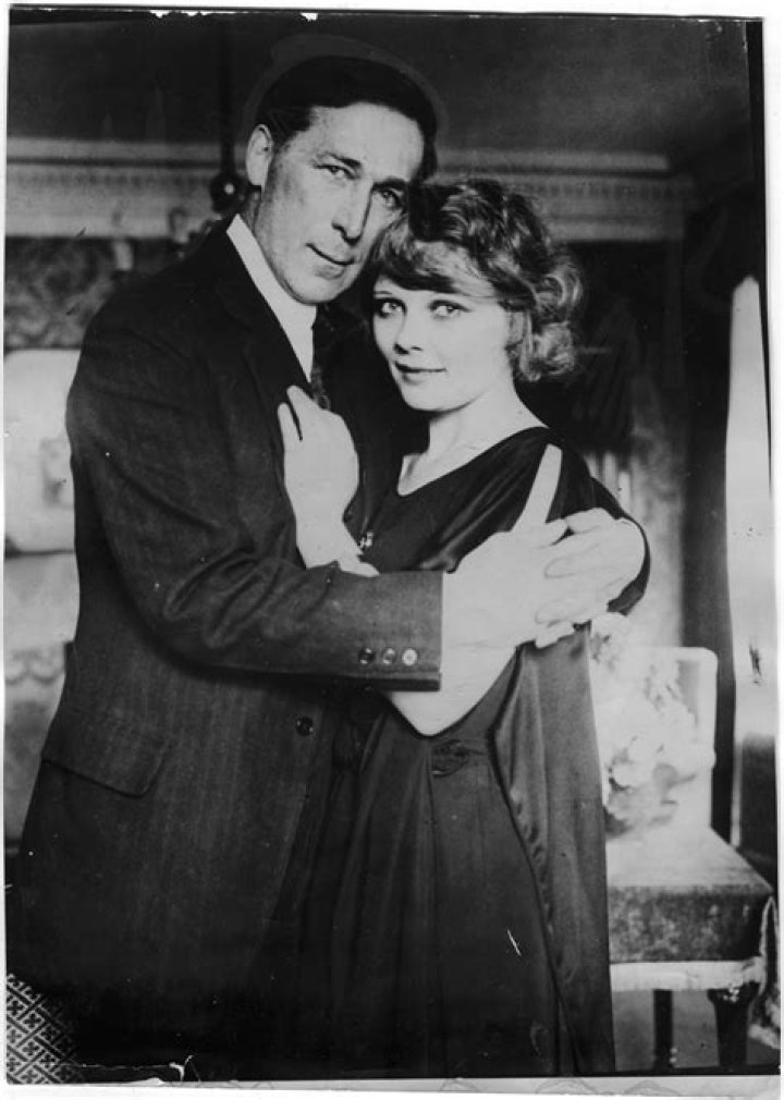 William S. Hart and Winifred Westover in a still from the Western film 'John Petticoats' (1919)