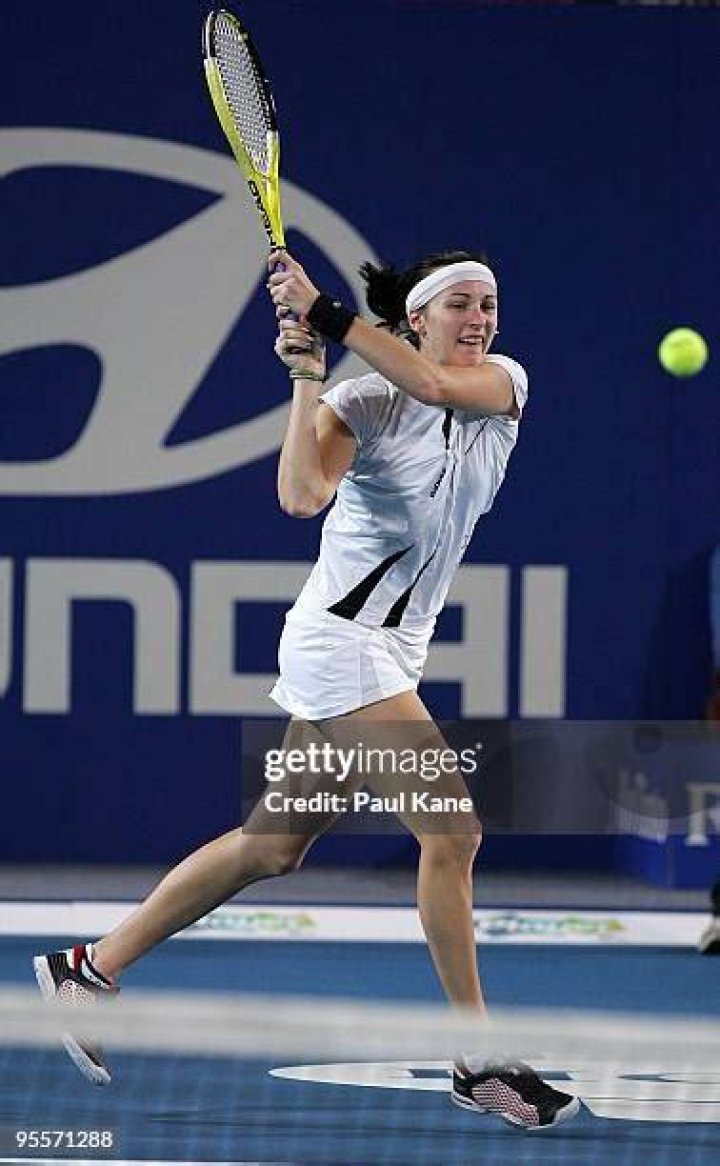 Yaroslava Shvedova in a match against Roberta Vinci during WTA Dubai Duty Free Tennis Tournament on February 16, 2016