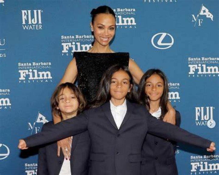 Zoe Saldana with her twins